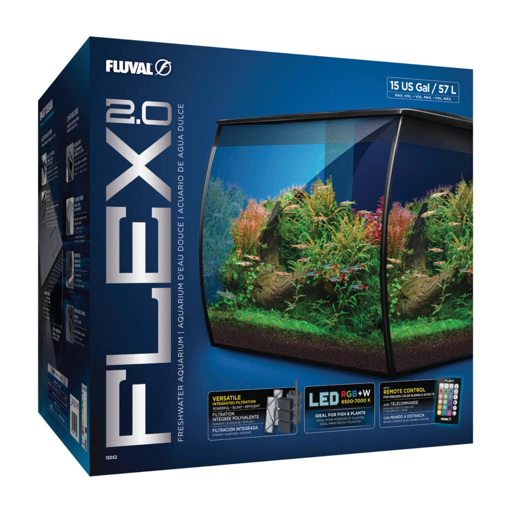 Fluval Flex 2.0 15G/57L Glass Aquarium Black CE. UK