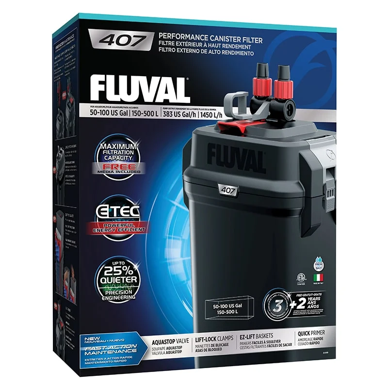 Fluval 407 External Filter (150-500L, 1450 LPH)